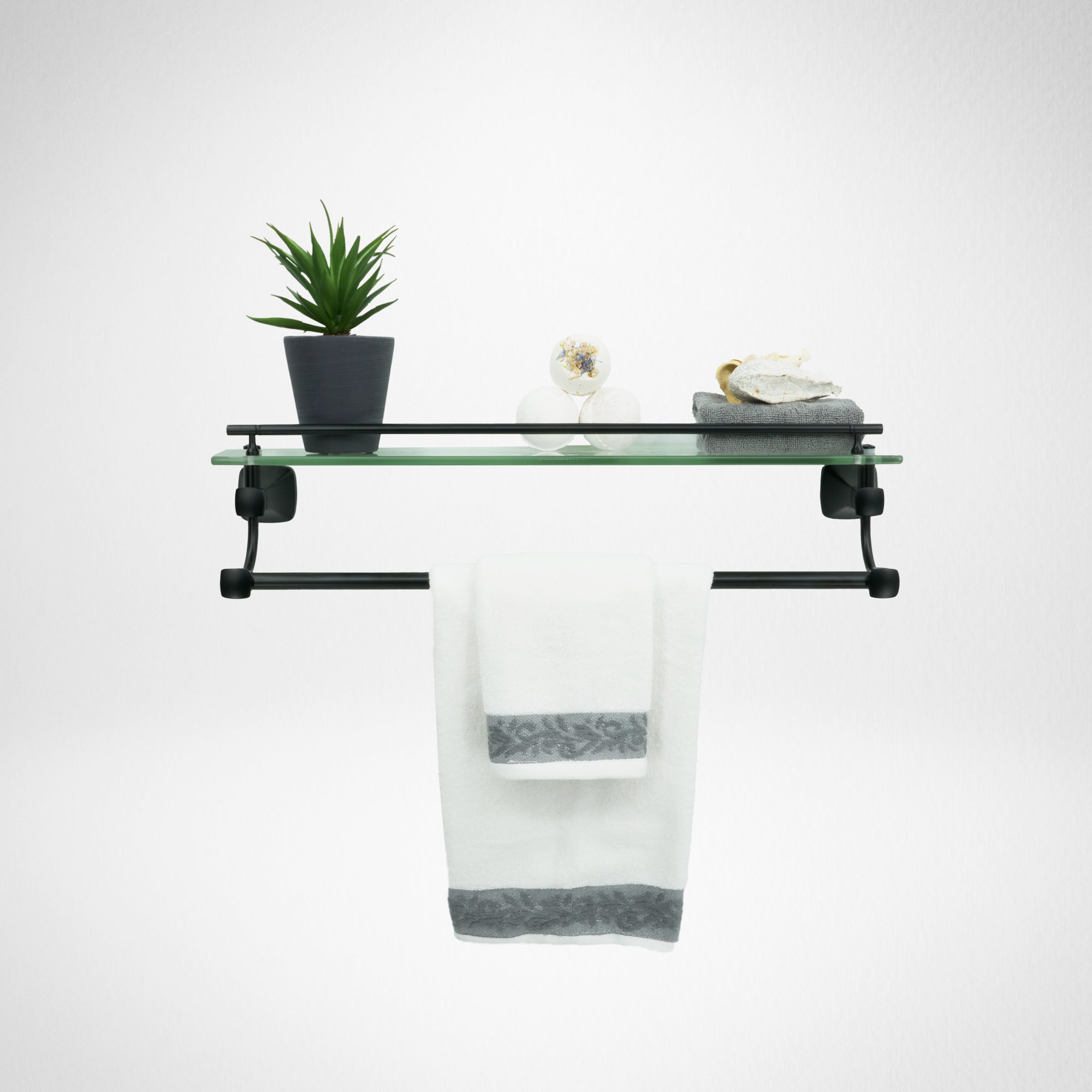 Glass Shelf with Towel Bar