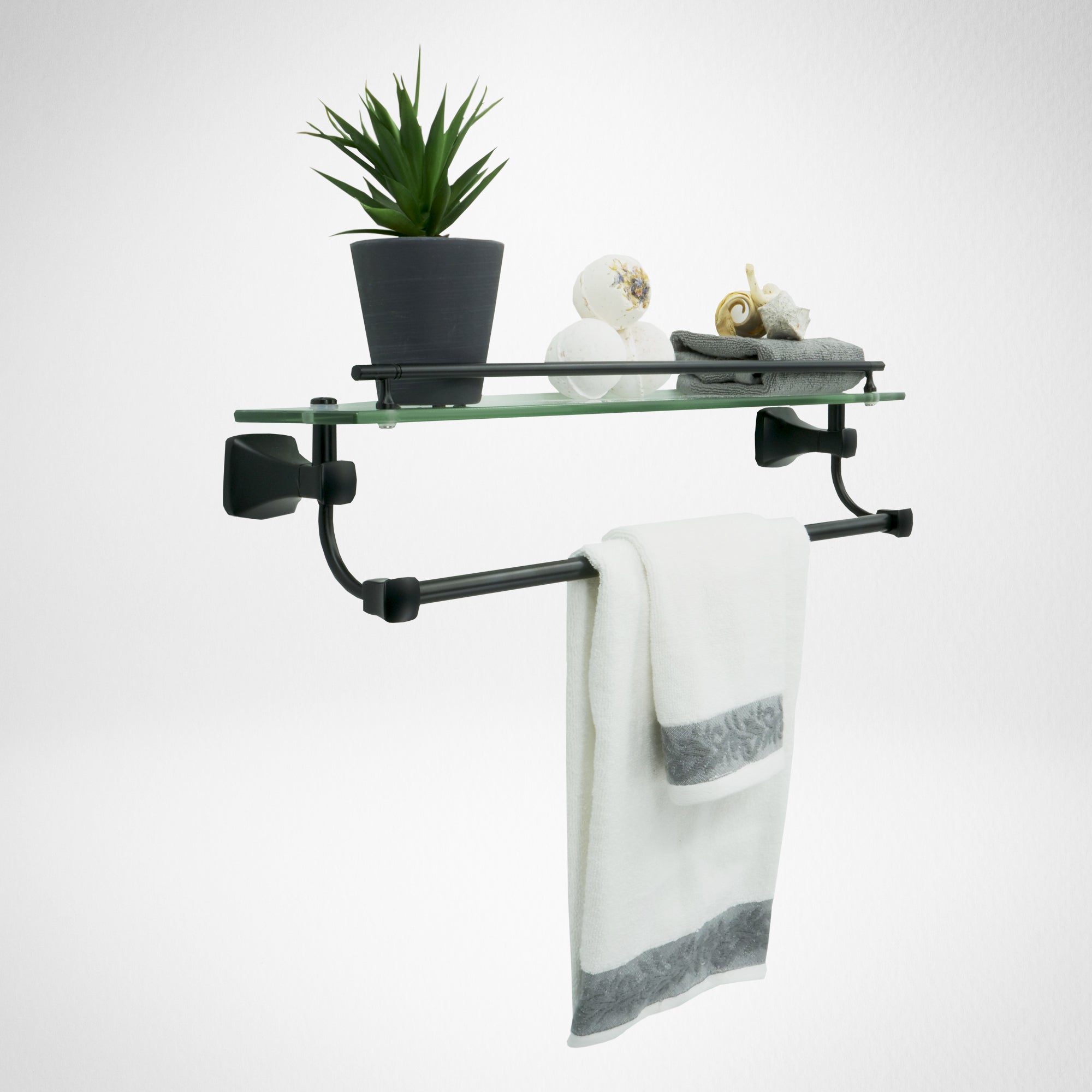 Glass Shelf with Towel Bar