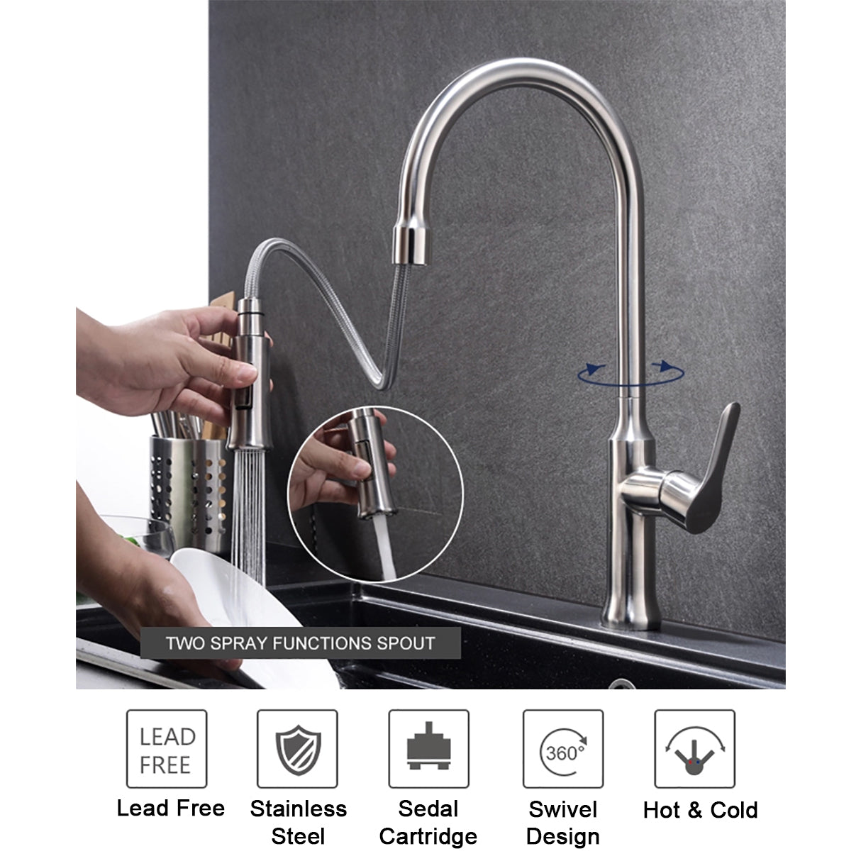 Lily Single Lever Pull Down Faucet