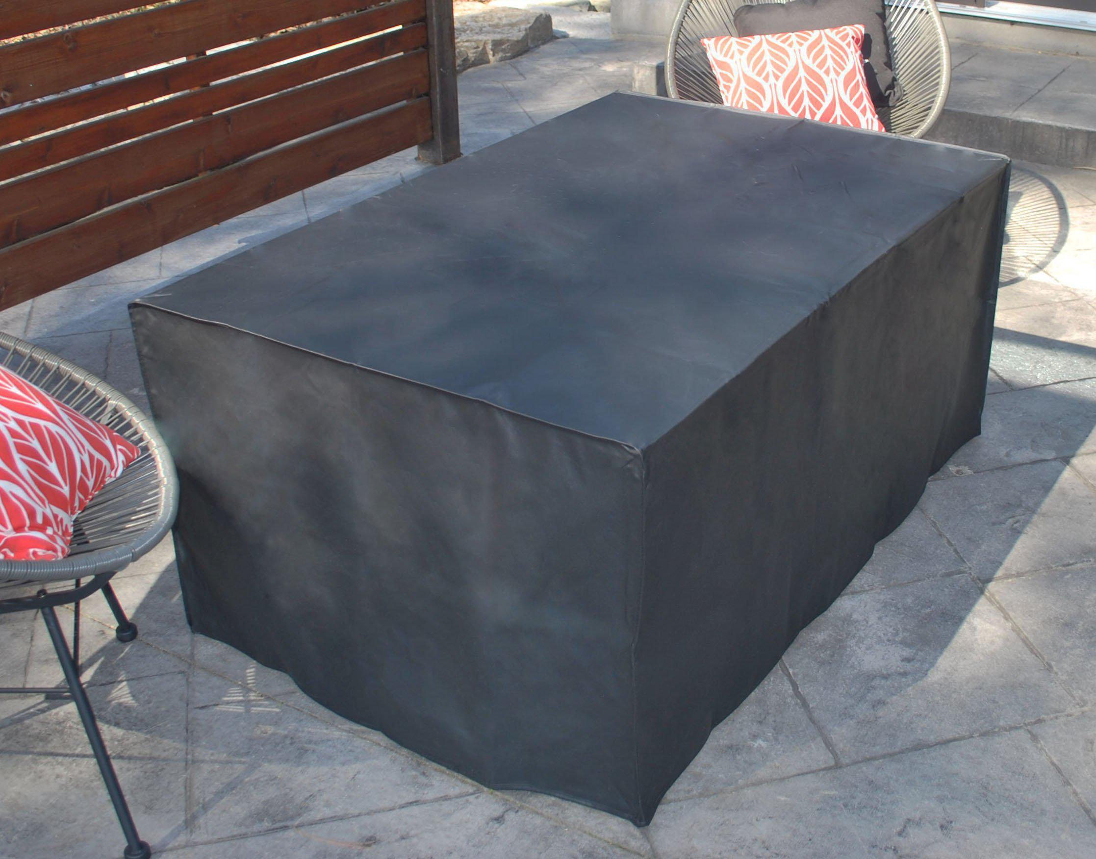 Oasis Rectangle Aluminum Fire Table 52" x 35" - Black with Grey Legs